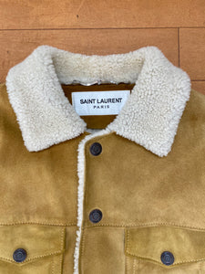 Saint Laurent Paris x Hedi Slimane Shearling Trucker Jacket Size 44