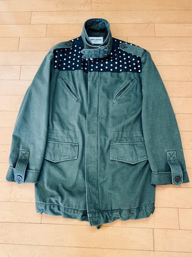 Saint Laurent Paris x Hedi Slimane Studded Military Jacket Size 44