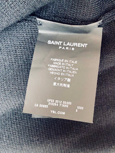 Saint Laurent Paris x Hedi Slimane Leather Trim Wool Cardigan Zip Sweater Size Small